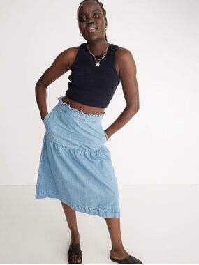 Madewell Light Blue Denim Midi Skirt